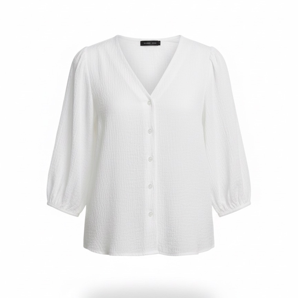Chic White Button-Up Women's Blouse